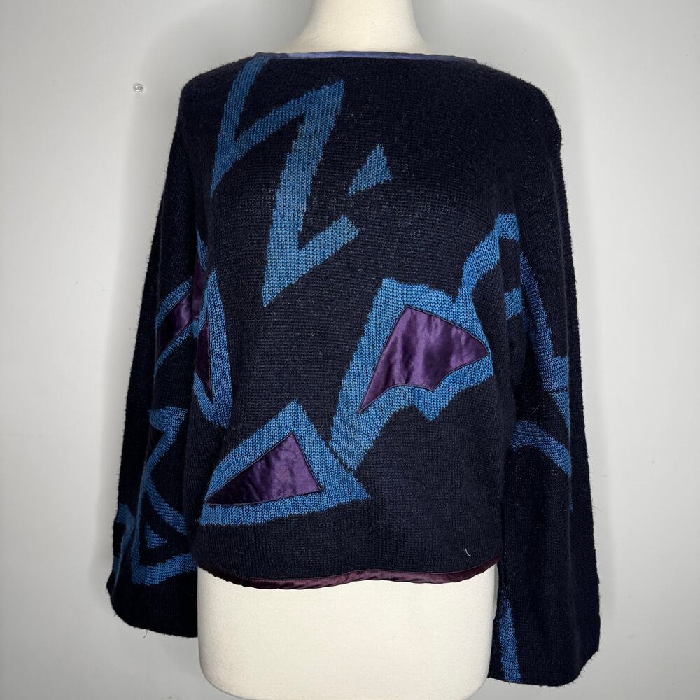 VINTAGE | MONDI Germany Blue Bell Sleeve Mohair Blend Sweater Size 38